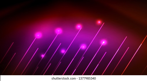 Neon glowing wave, magic energy and light motion background. Vector wallpaper template