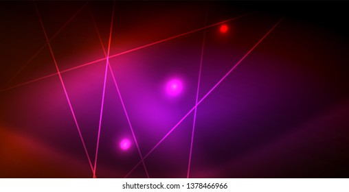 Neon glowing wave, magic energy and light motion background. Vector wallpaper template