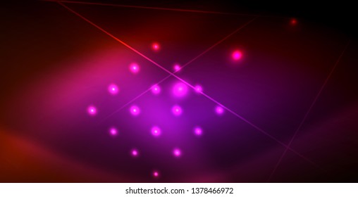 Neon glowing wave, magic energy and light motion background. Vector wallpaper template