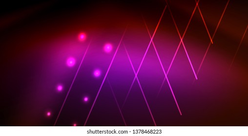 Neon glowing wave, magic energy and light motion background. Vector wallpaper template