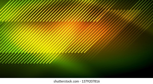 Neon glowing wave, magic energy and light motion background. Vector wallpaper template