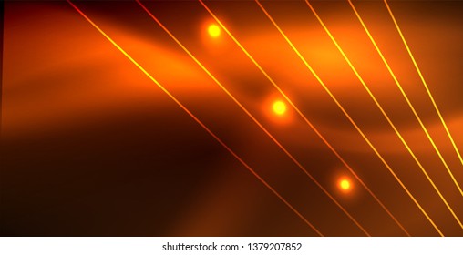 Neon glowing wave, magic energy and light motion background. Vector wallpaper template