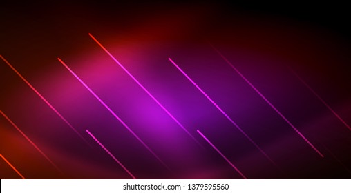 Neon glowing wave, magic energy and light motion background. Vector wallpaper template