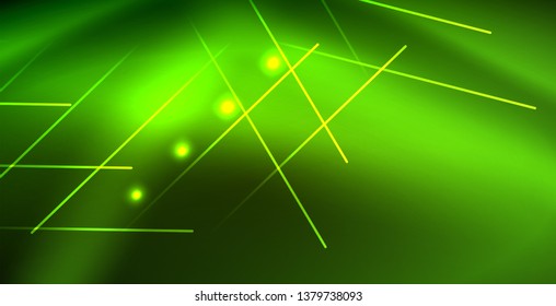 Neonleuchtende Welle, magische Energie und heller Hintergrund. Vektorhintergrundvorlage