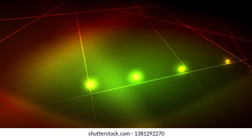 Neonleuchtende Welle, magische Energie und heller Hintergrund. Vektorhintergrundvorlage