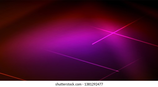 Neon glowing wave, magic energy and light motion background. Vector wallpaper template