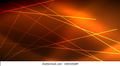 Neon glowing wave, magic energy and light motion background. Vector wallpaper template