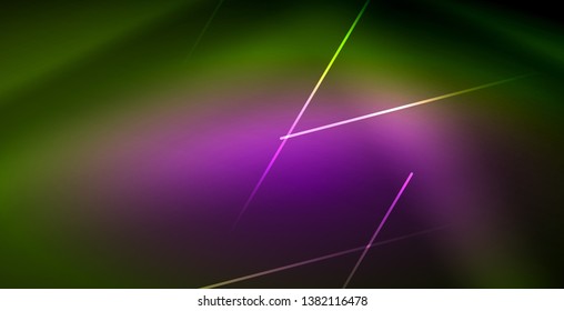 Neon glowing wave, magic energy and light motion background. Vector wallpaper template