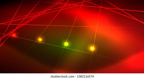 Neon glowing wave, magic energy and light motion background. Vector wallpaper template