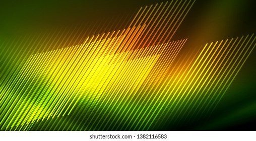 Onda brillante neón, energía mágica y fondo de movimiento de luz. Plantilla de fondo de pantalla