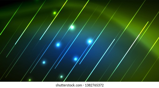 Onda brillante neón, energía mágica y fondo de movimiento de luz. Plantilla de fondo de pantalla