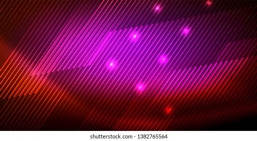 Neon glowing wave, magic energy and light motion background. Vector wallpaper template