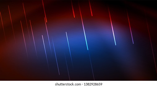 Neon glowing wave, magic energy and light motion background. Vector wallpaper template