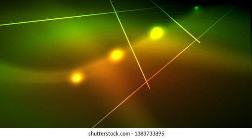 Neon glowing wave, magic energy and light motion background. Vector wallpaper template