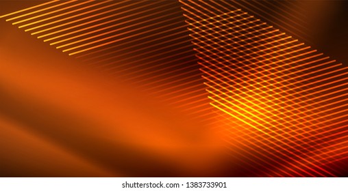 Neon glowing wave, magic energy and light motion background. Vector wallpaper template