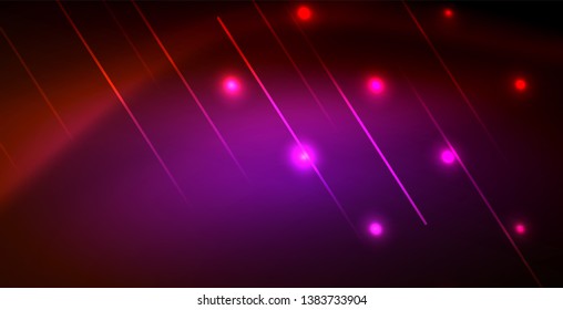 Neon glowing wave, magic energy and light motion background. Vector wallpaper template