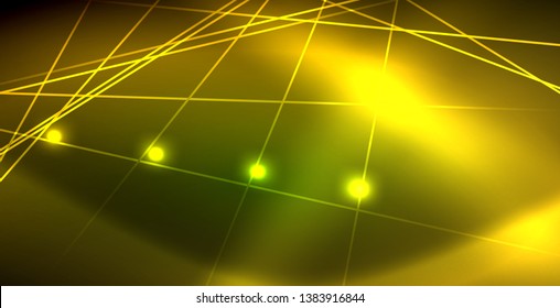 Neon glowing wave, magic energy and light motion background. Vector wallpaper template