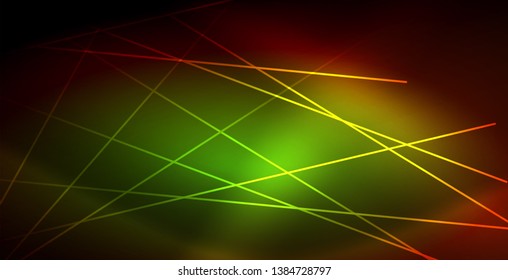 Neon glowing wave, magic energy and light motion background. Vector wallpaper template