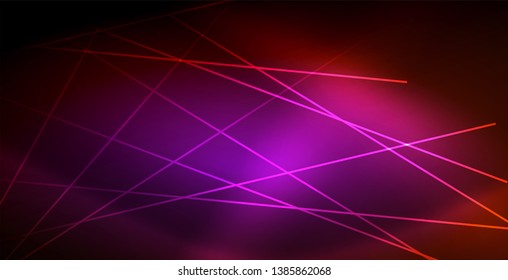 Neon glowing wave, magic energy and light motion background. Vector wallpaper template