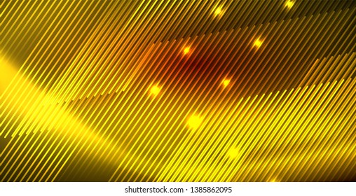Neon glowing wave, magic energy and light motion background. Vector wallpaper template