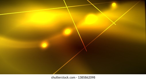 Neonleuchtende Welle, magische Energie und heller Hintergrund. Vektorhintergrundvorlage
