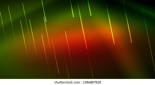 Neonleuchtende Welle, magische Energie und heller Hintergrund. Vektorhintergrundvorlage