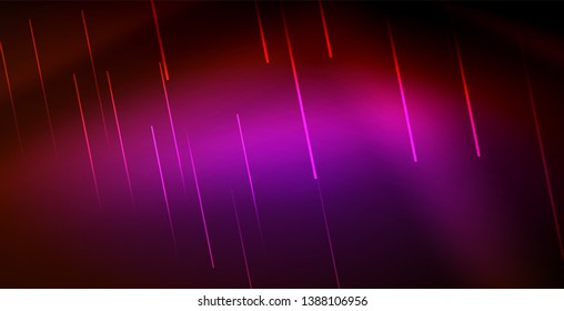 Neon glowing wave, magic energy and light motion background. Vector wallpaper template