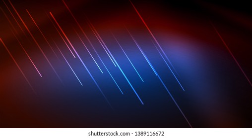 Neon glowing wave, magic energy and light motion background. Vector wallpaper template