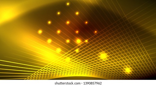 Onda brillante neón, energía mágica y fondo de movimiento de luz. Plantilla de fondo de pantalla