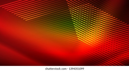 Neon glowing wave, magic energy and light motion background. Vector wallpaper template