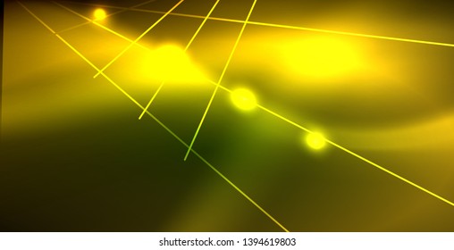 Neon glowing wave, magic energy and light motion background. Vector wallpaper template