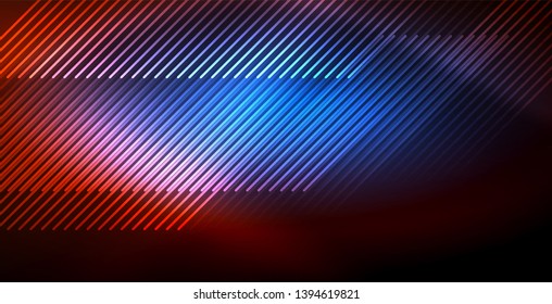 Neon glowing wave, magic energy and light motion background. Vector wallpaper template