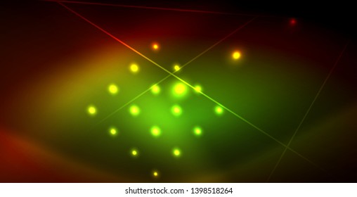 Neon glowing wave, magic energy and light motion background. Vector wallpaper template