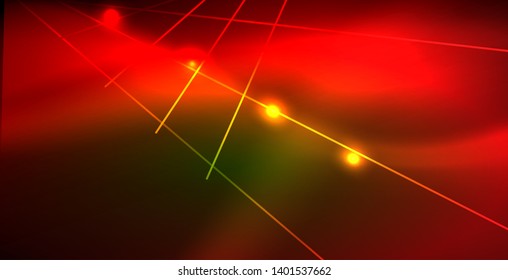 Neon glowing wave, magic energy and light motion background. Vector wallpaper template