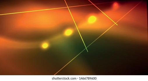 Neon glowing wave, magic energy and light motion background. Vector wallpaper template