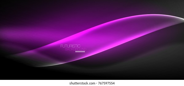 Neonleuchtende Welle, magische Energie und heller Hintergrund. Vektorhintergrundvorlage