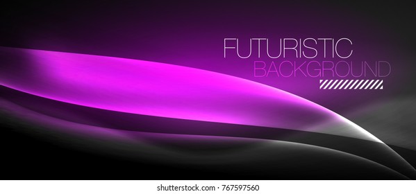 Neonleuchtende Welle, magische Energie und heller Hintergrund. Vektorhintergrundvorlage