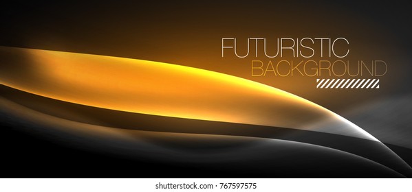 Onda brillante neón, energía mágica y fondo de movimiento de luz. Plantilla de fondo de pantalla