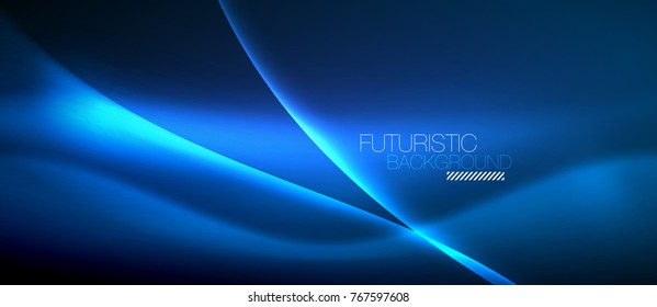 Neon glowing wave, magic energy and light motion background. Vector wallpaper template