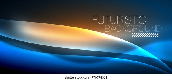 Neonleuchtende Welle, magische Energie und heller Hintergrund. Vektorhintergrundvorlage