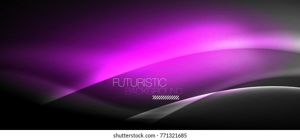 Neon glowing wave, magic energy and light motion background. Vector wallpaper template