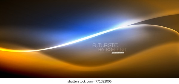 Onda brillante neón, energía mágica y fondo de movimiento de luz. Plantilla de fondo de pantalla
