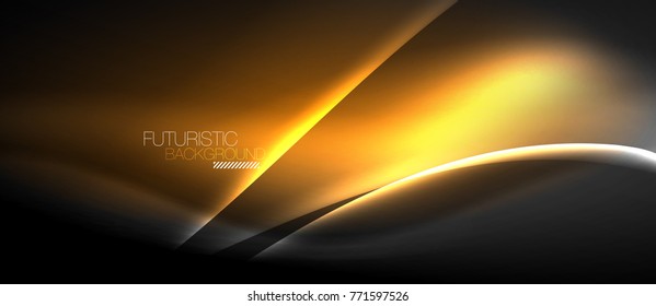 Neon glowing wave, magic energy and light motion background. Vector wallpaper template