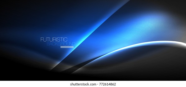 Neon glowing wave, magic energy and light motion background. Vector wallpaper template