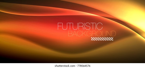 Neon glowing wave, magic energy and light motion background. Vector wallpaper template