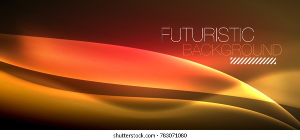 Neon glowing wave, magic energy and light motion background. Vector wallpaper template
