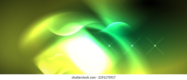 Neon glowing waves, magic energy space light concept, abstract background wallpaper design