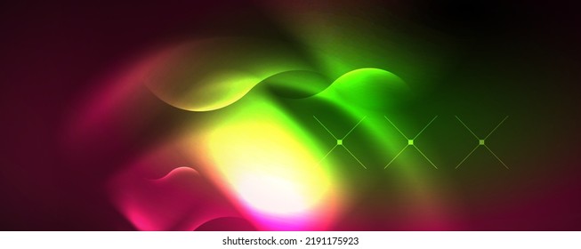 Ondas brillantes neón, concepto de luz de espacio mágico de energía, diseño de fondo abstracto de fondo de fondo