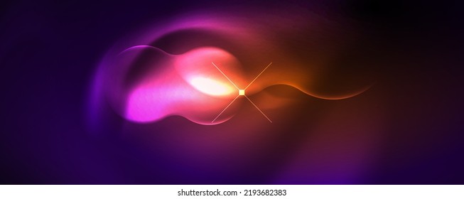 Neon glowing waves, magic energy space light concept, abstract background wallpaper design