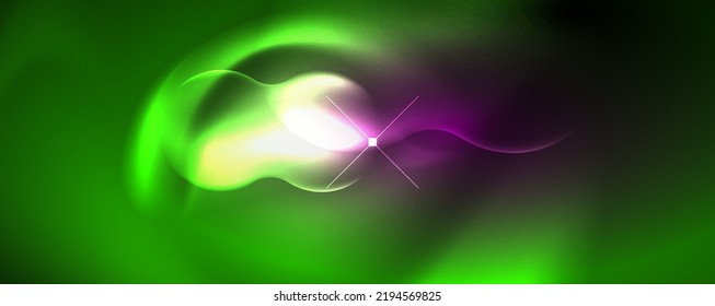 Neon glowing waves, magic energy space light concept, abstract background wallpaper design